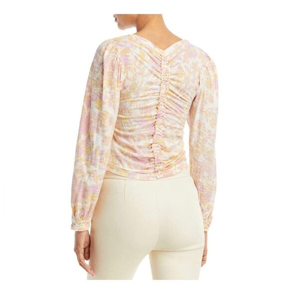 Free People Say The Word Ruched Floral Top Small NEW - Picture 2 of 8